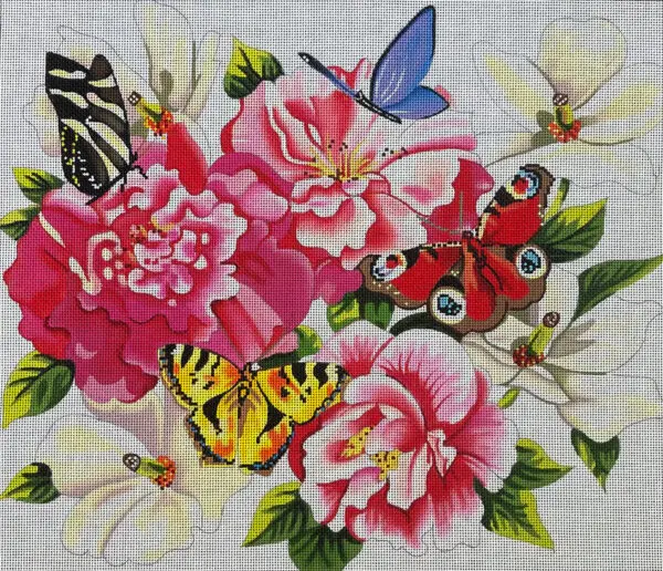 FF169-Peonies/Butterflies 13M-16 1/4x18 1/4 /13M