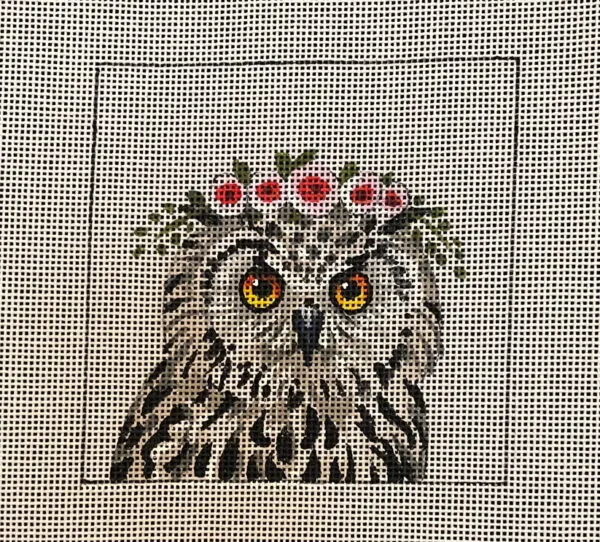 IN066-Owl W Floral Crown-4x4 / 18M