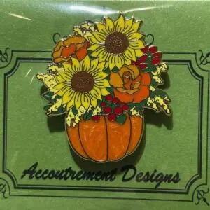 Fall Flowers in a Pumkin- 1 3/8" x 1 1/2"
