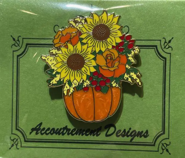 Fall Flowers in a Pumkin- 1 3/8" x 1 1/2"
