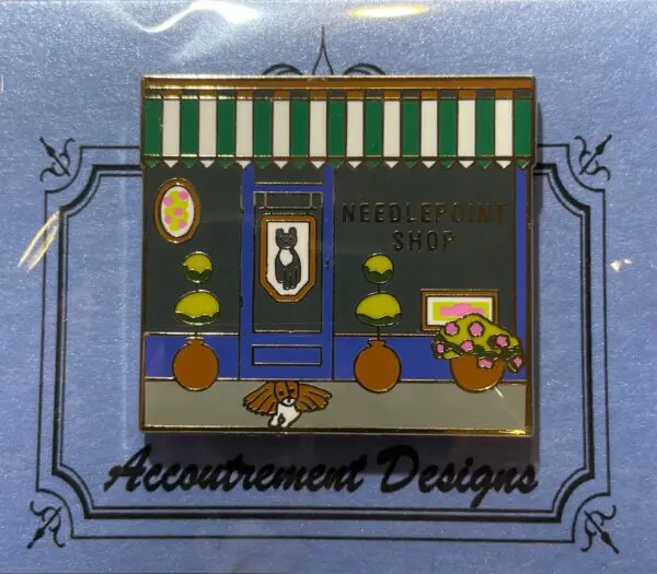 Needlepoint Shop (Blue)- 1 5/8" x 1 3/8"