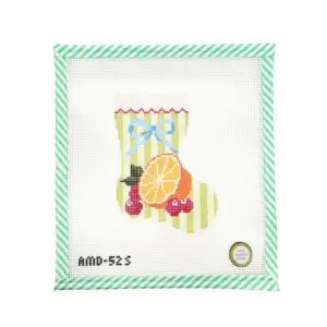 Orange & Cranberry Bow Mini Stocking-4 1/2" x 6"- 13 Mesh