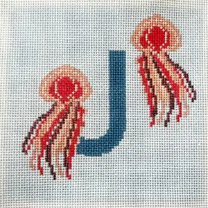 J is for Jellyfish- 4.5" x 4.5"-18 Mesh