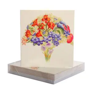 Orange and Blue Flowers Blank Card