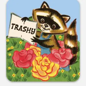 Trashy Racoon Sticker - Funny Vintage Style Stickers