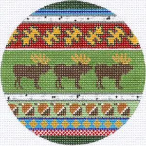 548-4.25 Circle Moose And Acorns Ornament
