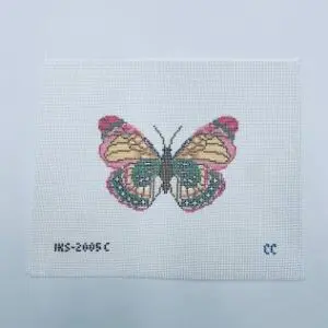 Small Pink & Green Butterfly 4.5" x 3.5" 18 Mesh