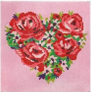 Small Flower Heart 5" x 5" - 18 Mesh
