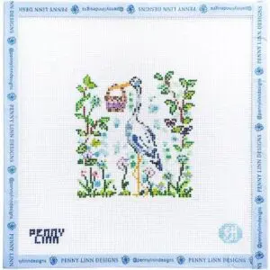 Stork with Baby Basket - 4" x 4"-18 Mesh