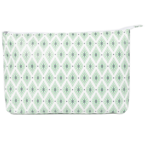 Jumbo Green & Navy Ikat 16" x 11" Project Bag