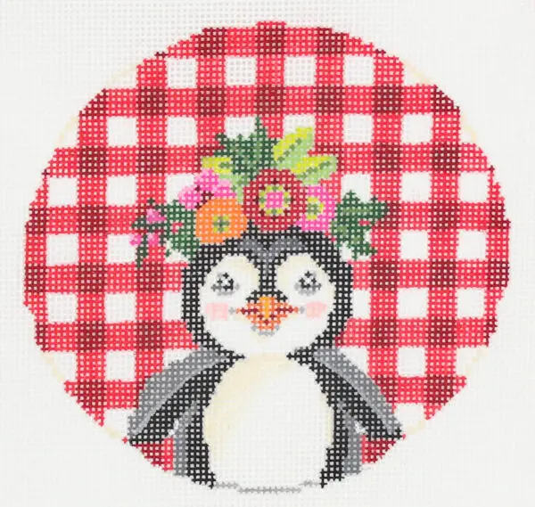 Patrick A Christmas Penguin - 4" round - 18 mesh