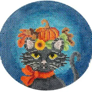 Carmine a Halloween Cat - 4" round - 18 mesh