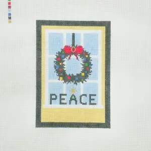 Peace Wreath Christmas Window- 4 3/4" x 6 3/4"-18 mesh