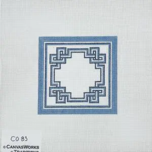 Blue & White Celtic Knot 4" Square 18 mesh
