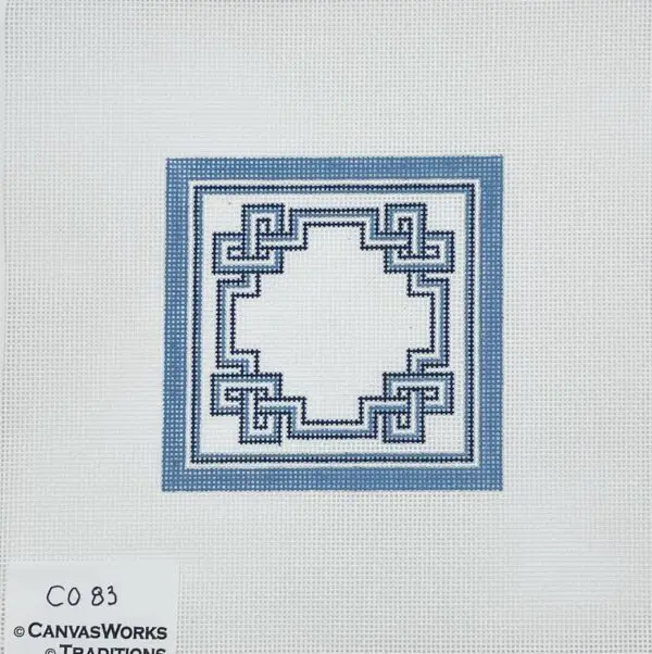 Blue & White Celtic Knot 4" Square 18 mesh