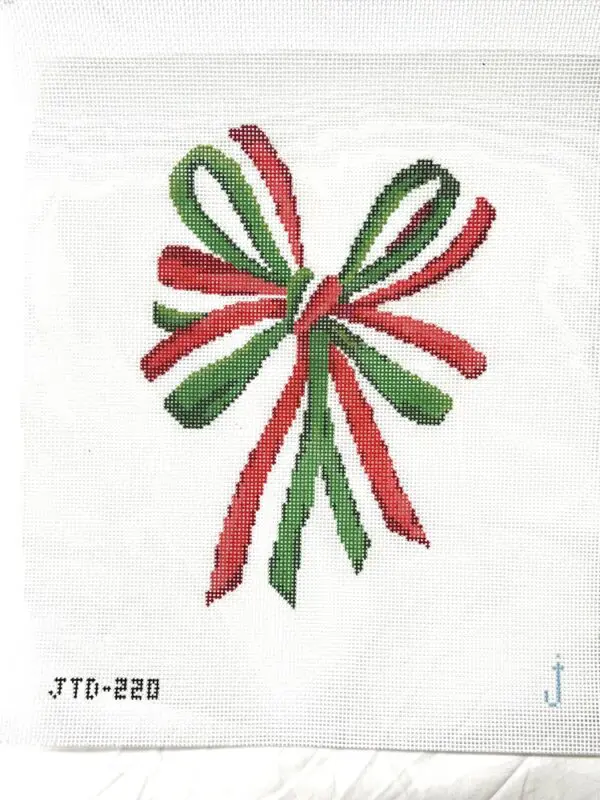 Red and Green Bow Tree Topper-9.5” x 6.5”- 18 mesh
