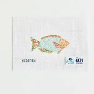 Green and Orange Parrotfish Printed 4.5" X 2" 18 Mesh