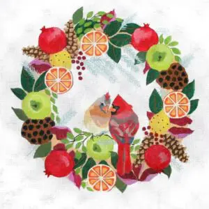 Cardinal Wreath- 14" x 14"- 18 mesh