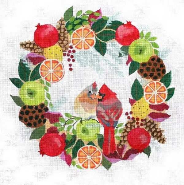 Cardinal Wreath- 14" x 14"- 18 mesh