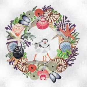 Seashore Plover and Chick 14" x 14" Wreath 18 mesh
