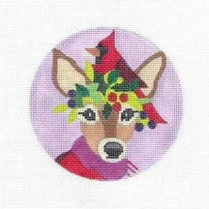 Fawn & Cardinal 4" round - 18 mesh