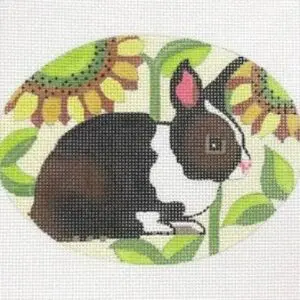 Garden Bunny Oval Ornament - 18 mesh