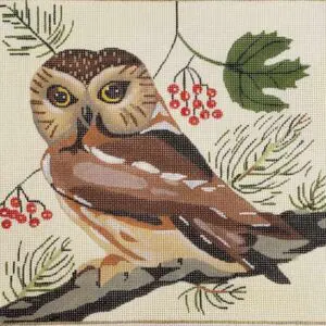 Owl with Berries- 9" x 8"- 18 Mesh