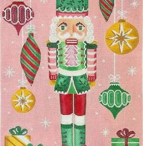 Pink and Green Nutcracker w/ Baubles - 18 Mesh