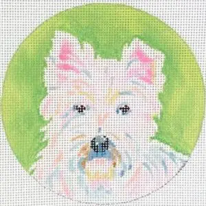 Round Westie Ornament- 4" - 18 Mesh