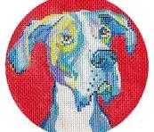 Round Great Dane Ornament- 4" - 18 Mesh