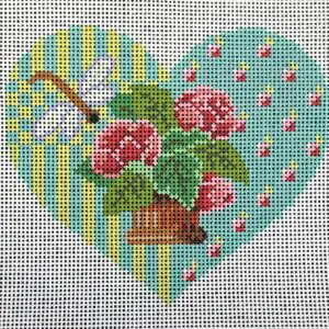 Heart Floral Bouquet and Dragonfly 4.5" 13 mesh