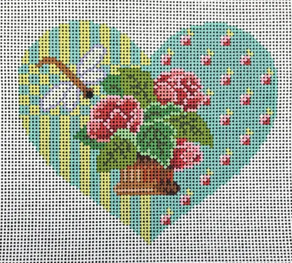 Heart Floral Bouquet and Dragonfly 4.5" 13 mesh