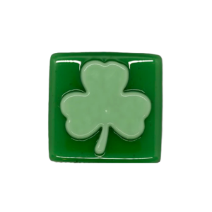 Shamrock Fused Glass Needle Minder-1 1/8" x 1 1/4"