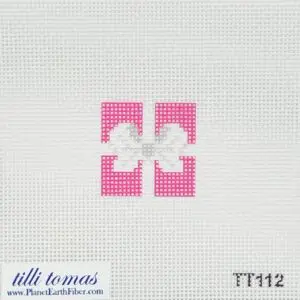 Bitty Box Insert - Pink with White Bow 1.5" sq. - 18 mesh