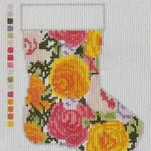 Grandma's Roses Mini Stocking - 4.5" x 6"- 13 Mesh