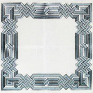 Blue & White Twisted Knot Pillow 15.75" x 15.75" 13 mesh