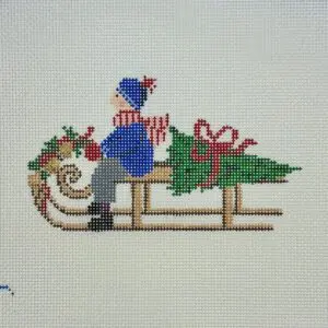 Festive Sled-Boy-5" x 3" -18 mesh