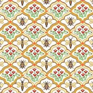 Floral Bees and Dragonflies 15.75" x 15.75" 13 mesh