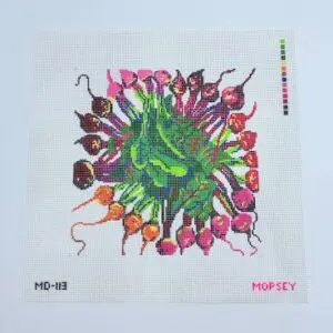Beet Mandala, stitch painted 10" x 10" painted area 13 Mesh