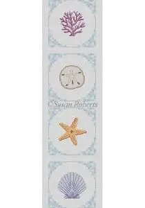 Beach Glass Sea Shells Coaster Strip 4 pc. 4" x 4" - 18 mesh