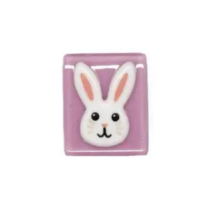 Bunny Face Fused Glass Needle Minder-1 1/4" x 1 1/2"