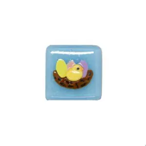 Easter Chick Fused Glass Needle Minder-1" x 1"