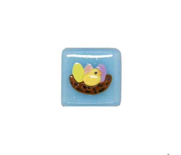 Easter Chick Fused Glass Needle Minder-1" x 1"