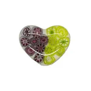 Heart Fused Glass Needle Minder-1 3/8" x 1"