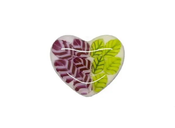 Heart Fused Glass Needle Minder 2-1 3/8" x 1"
