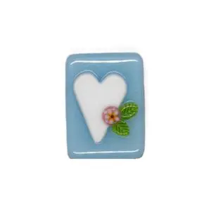 Heart Fused Glass Needle Minder 3-1" x 1 3/8"