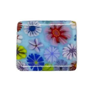 Floral Fused Glass Needle Minder-1 3/4" x 1 1/2"