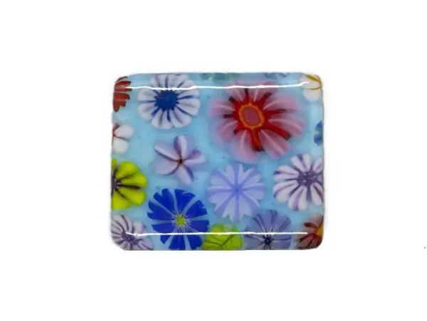 Floral Fused Glass Needle Minder-1 3/4" x 1 1/2"