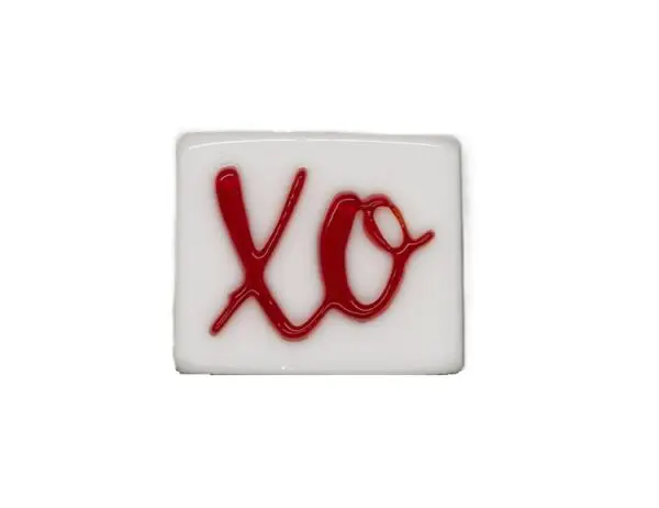 XO Fused Glass Needle Minder-1 1/2" x 1 1/4"