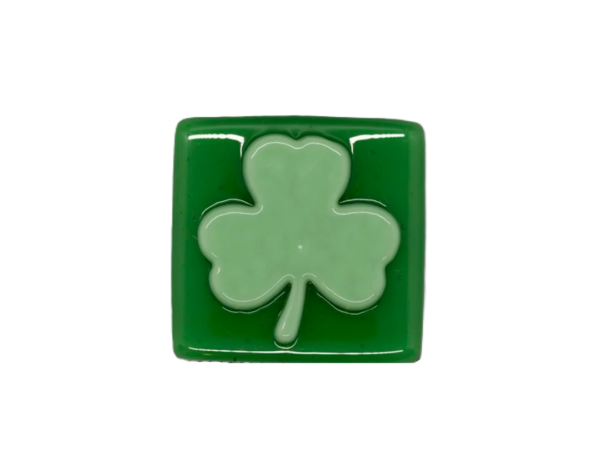 Shamrock Fused Glass Needle Minder-1 1/8" x 1 1/4"